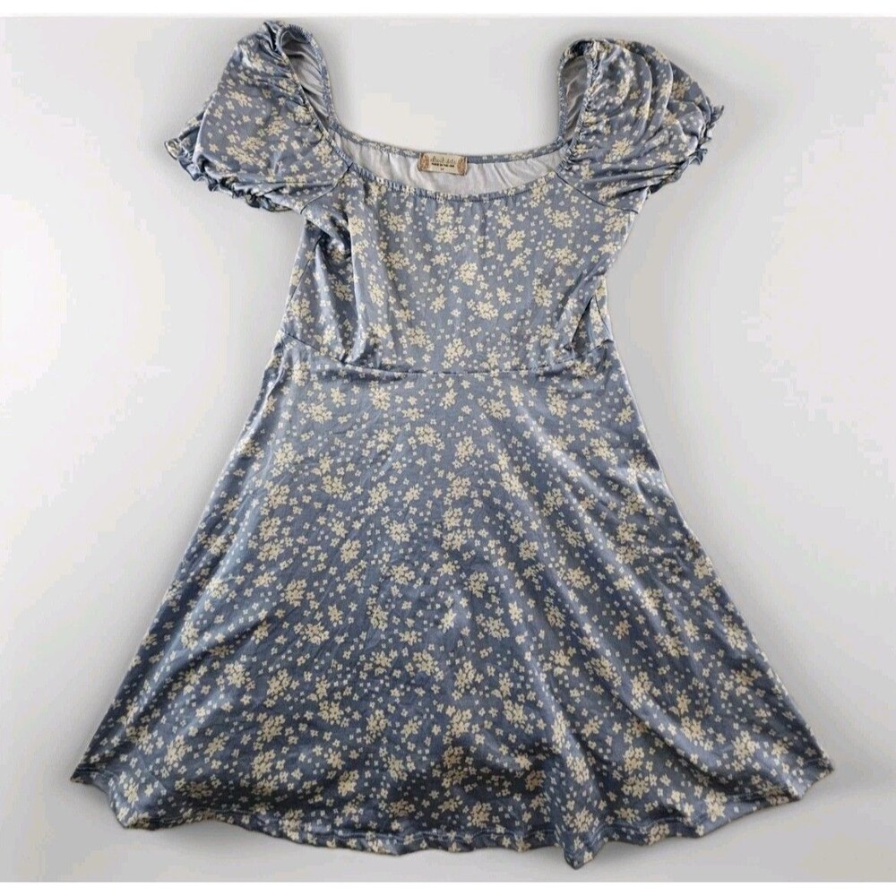 Altar’d State Dress Women's Size Medium Blue Floral Peasant Milkmaid Babydoll